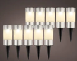 Tuinlampen Set Solar Zilver RVS 10 Stuks Klein -Tuingereedschap Winkel 895829