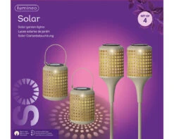 Tuinlampen Set Solar Creme 4 Stuks -Tuingereedschap Winkel 897416v